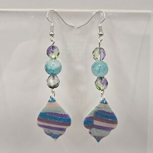 #B364- Multicolor Beaded Dangle Earrings